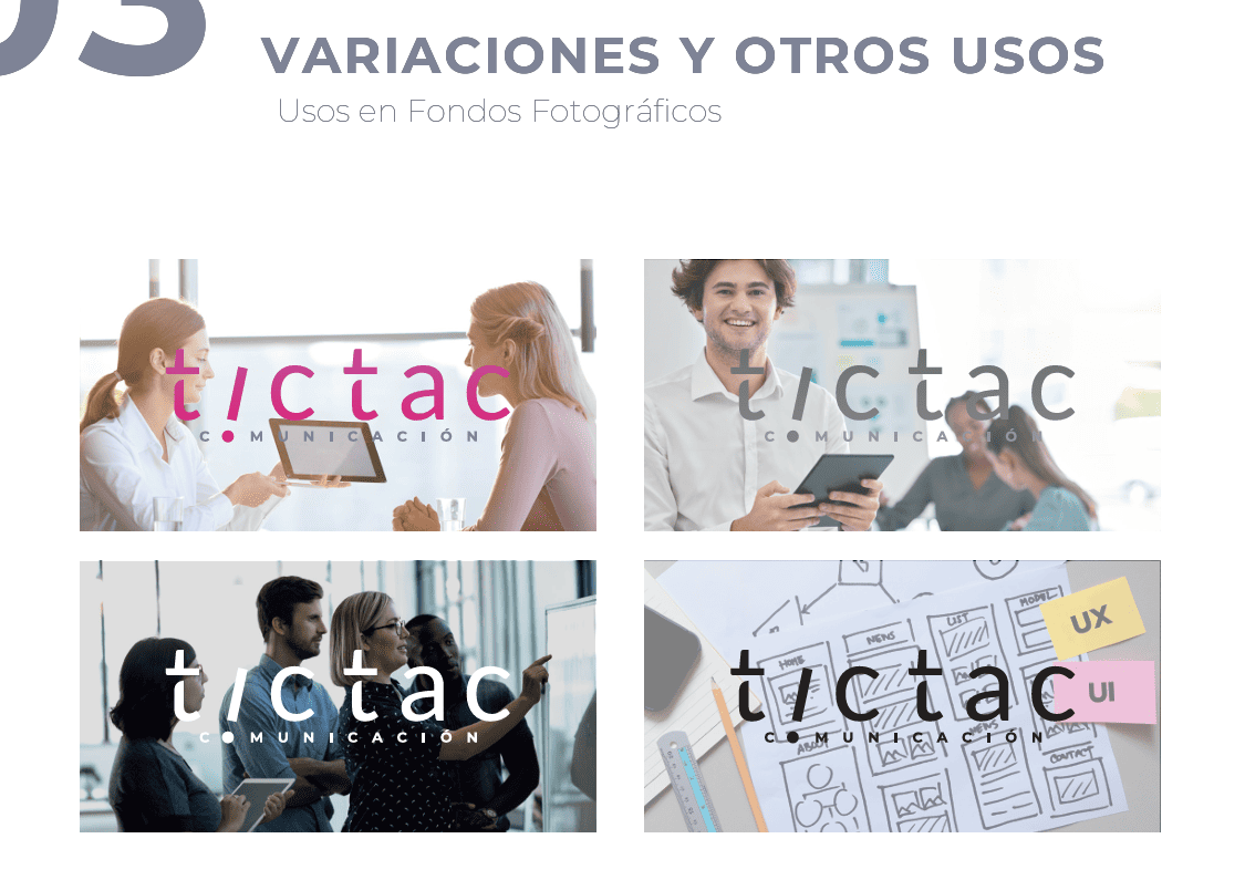 variaciones del uso de l logo, identidad de marca marketing